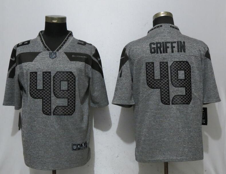 Men Seattle Seahawks 49 Griffin Gray Vapor Untouchable Stitched Gridiron Limited Nike NFL Jerseys